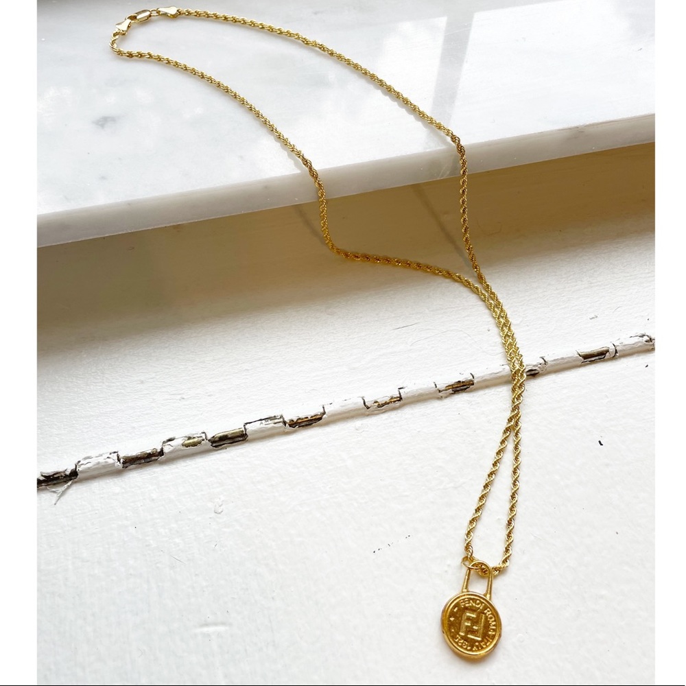 Fendi 90s Logo Medallion w/14k Rope Necklace - Picture 6 of 7